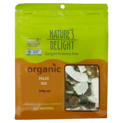 Nature's Delight Organic Paleo Mix (raisins sunflowr pepita inca coconut almonds walntus goji) 200g